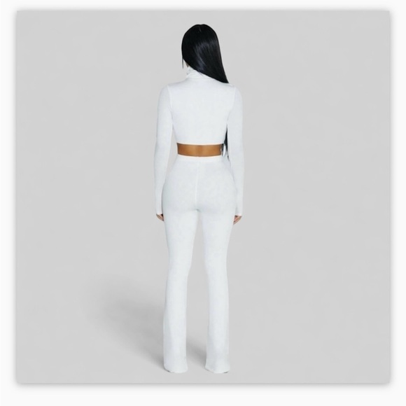 Naked Wardrobe - Ribbed Bodycon Split Hem Legging Pants, White, L/XL, NWT - Picture 2 of 8